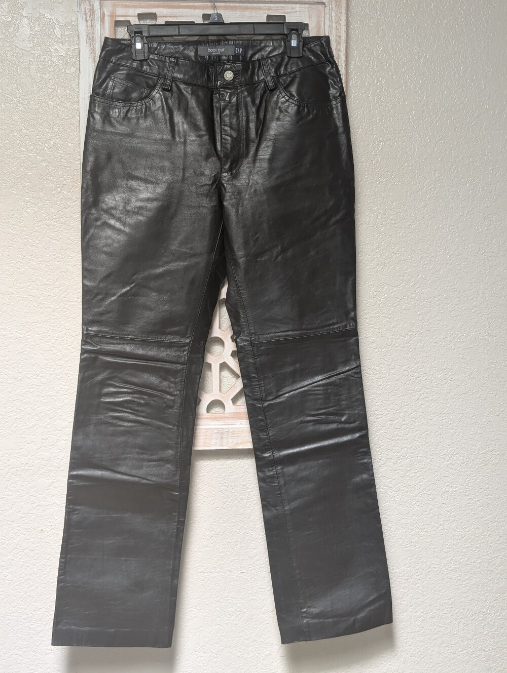 Vintage 2000 GAP Leather Pants Womens 8 Boot Cut Genuine Leather Black Y2K Biker